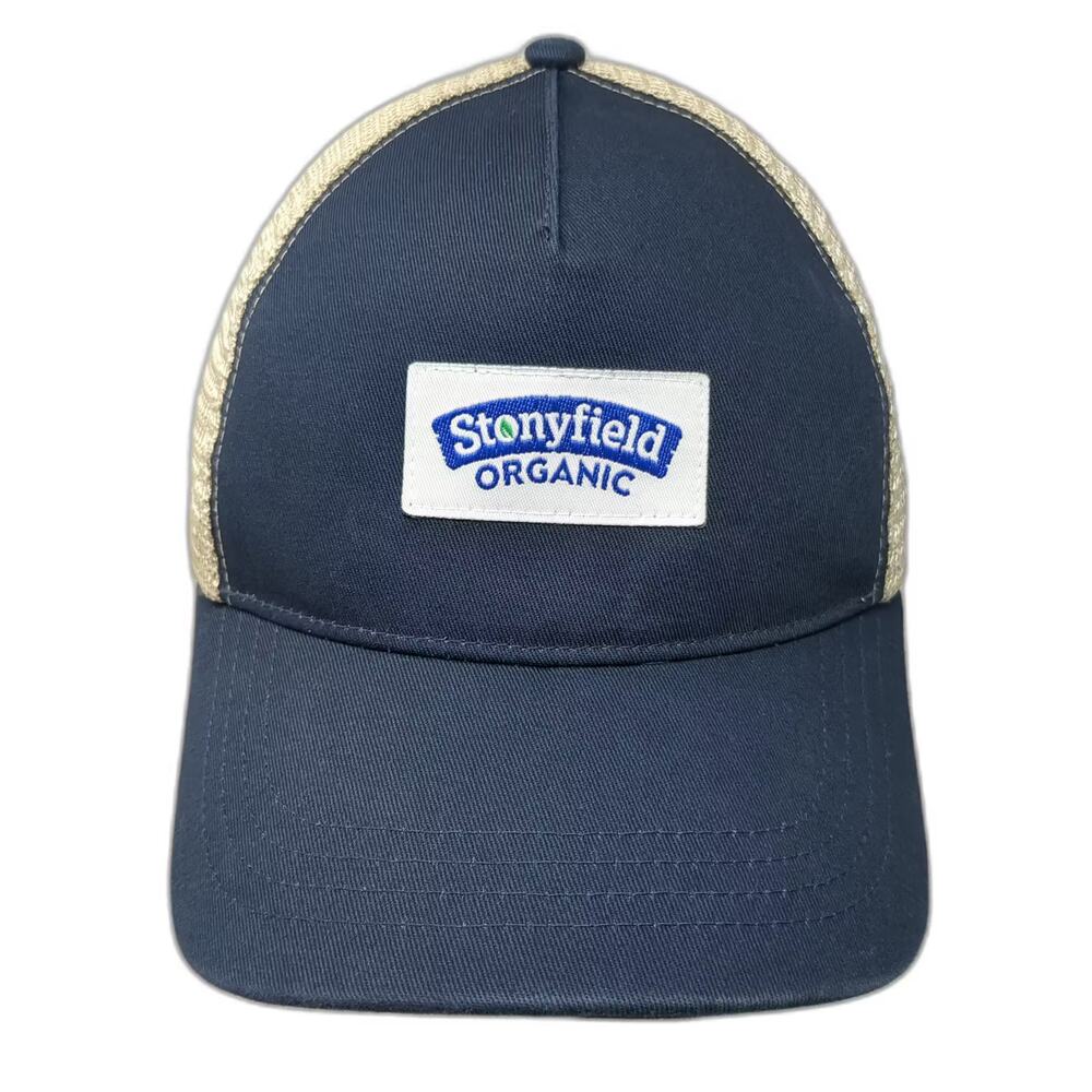 econscious Trucker Hat Blue Beige One Size Snapback Stonyfield Organic Patch